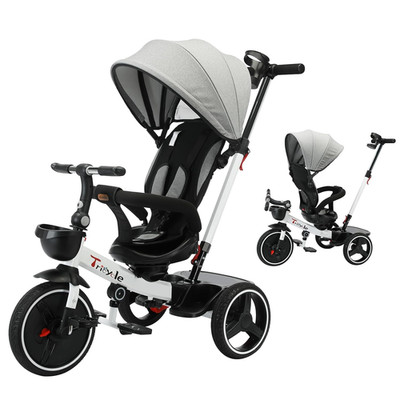 Baby Tricycle,6-In-1 Baby Push Bike Steer Stroller,Learning Toddler Bike/Detacha