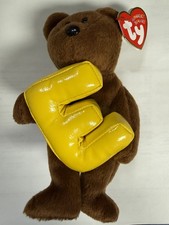 Ty Alphabet Beanie Baby  LETTER E the Bear (5.5 Inch) NEW MWMT Plush Stuffed Toy