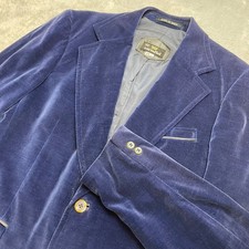 Vtg Cortefiel Mens Velvet Smoking Jacket Sz 44L Blue Tailored Dinner Coat Spain