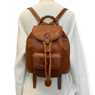 Standard GUCCI Bamboo Leather Mini Backpack Brown Bag Day Bag