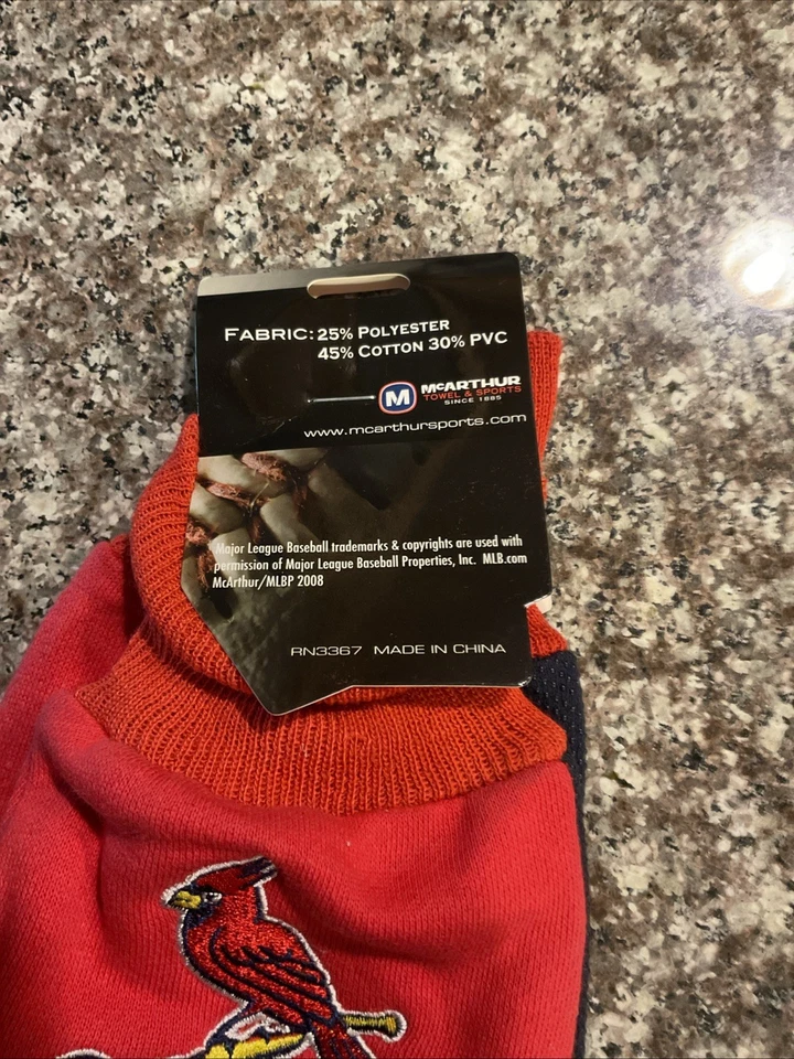 ST. LOUIS CARDINALS STRIPED UTILITY GRIPPER DOTS GLOVES NEW WINCRAFT 🐦 - Image 3 of 3