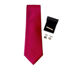 Giorgio Armani Luxury Red & Purple Striped 100% Silk Tie Made in Italy in EUC