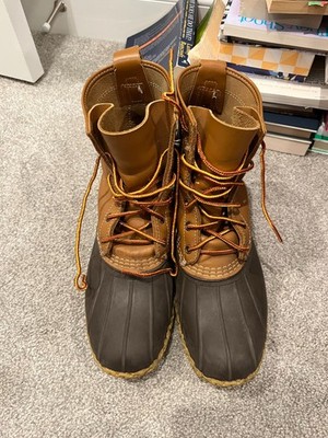 L.L. Bean Duck Boots Brown 12'' Leather Rubber Rain Hunting Outdoor N/A SHOE SIZE