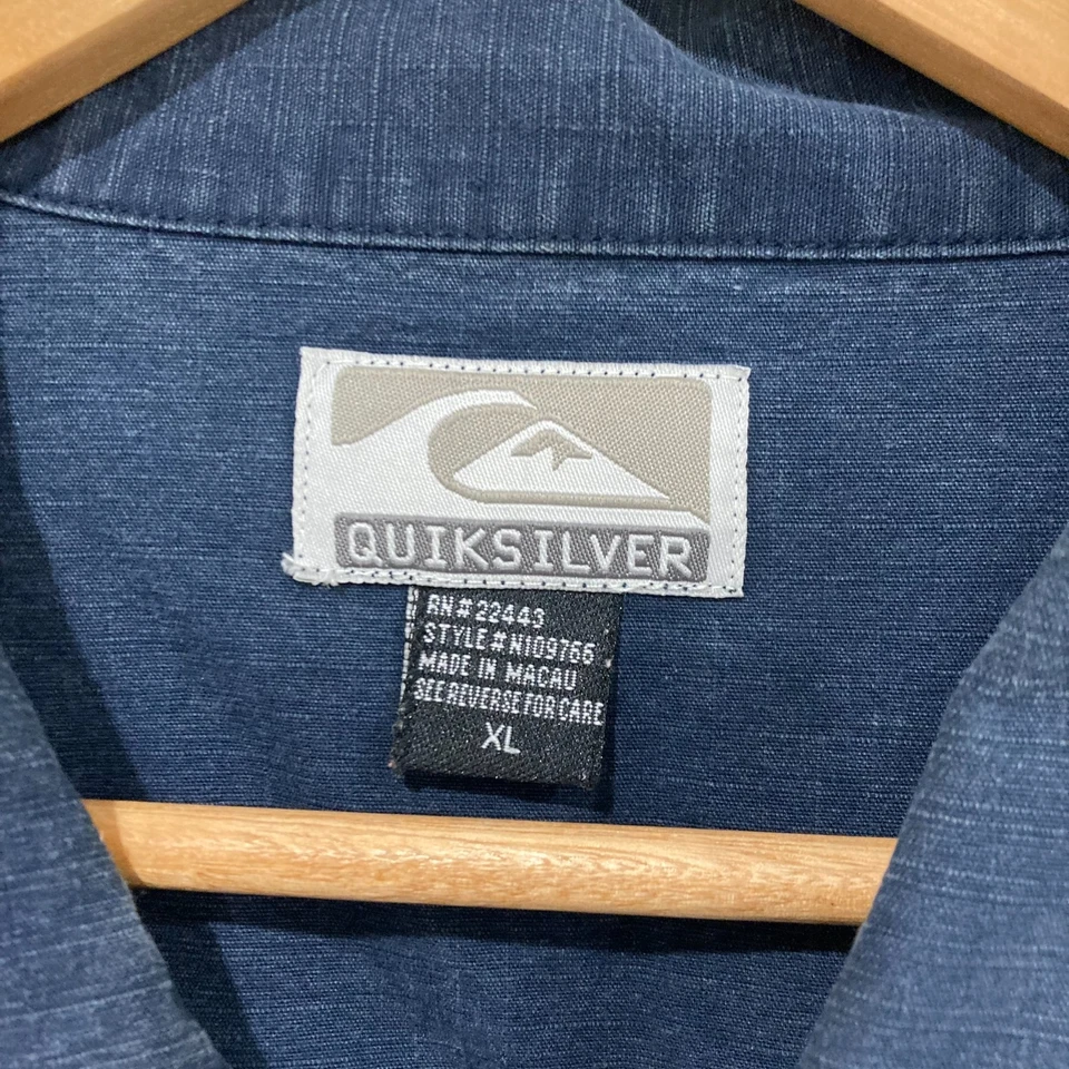 VINTAGE Quiksilver Shirt Mens Size XL Cotton Washed Blue Overshirt 49015 - Image 4 of 4