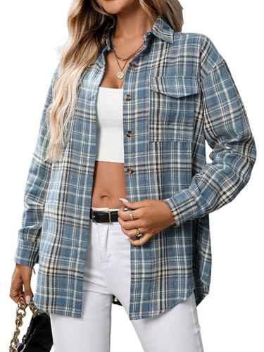 Long Sleeve Shirt Casual Women Shirt Classic Outerwear Comfortable Fit - Picture 22 of 176
