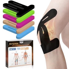 PreCut Kinesiology Tape for Knees, 24 PCS Waterproof Knee Tape for Knee Pain ...
