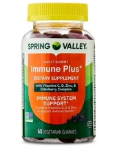 Spring Valley Immune Support Plus Supplement Gummies Elderberry 60 Count