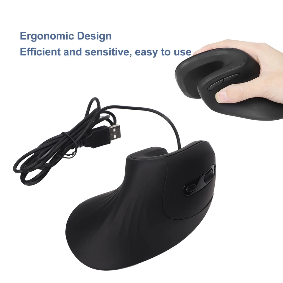 Wired Vertical Mouse 6 Buttons 800‑1200‑2400‑3200 DPI USB Wired Vertical Erg Kit - Image 3 of 4