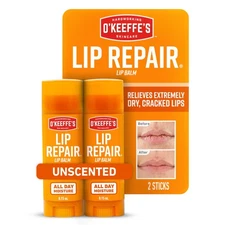 Lip Repair Unscented Lip Balm for Dry, Cracked Lips - Stick (Twin Pack) - Moi...