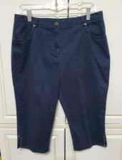 Hearts Of Palm Pants Women Navy Blue Cropped Mid Rise Capri Ankle Size 8 AAA-11