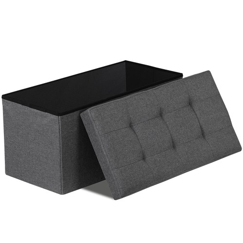 30” Folding Hidden Storage Ottoman Bench Storage Chest Foot Rest Stool Dark Gray - Bild 19 von 24