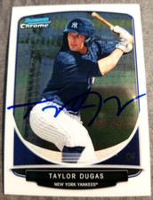 Taylor Dugas New York Yankees 2013 Topps Chrome Mini Autographed Baseball Card