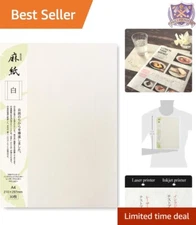 Rice Paper A4 30 Sheets Printable Smooth Crafting Copy for Inkjet Laser Use