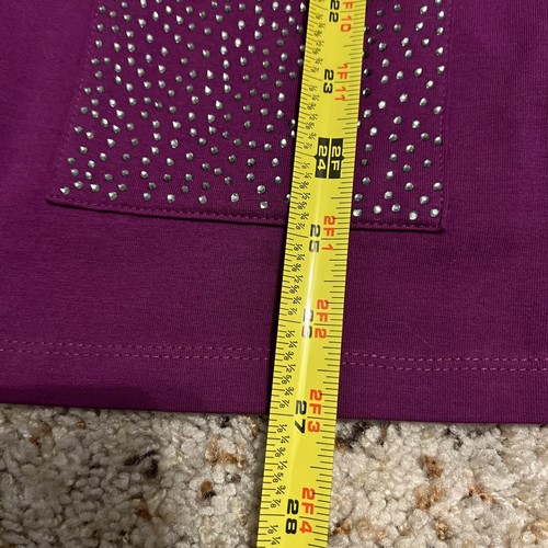 Quacker Factory Womens Cardigan Rhinestone Buttons Sequin Pockets Purple Medium - Picture 8 of 9