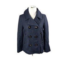 Milly Of New York Classic Navy Blue And Black Double Breasted Pea Coat