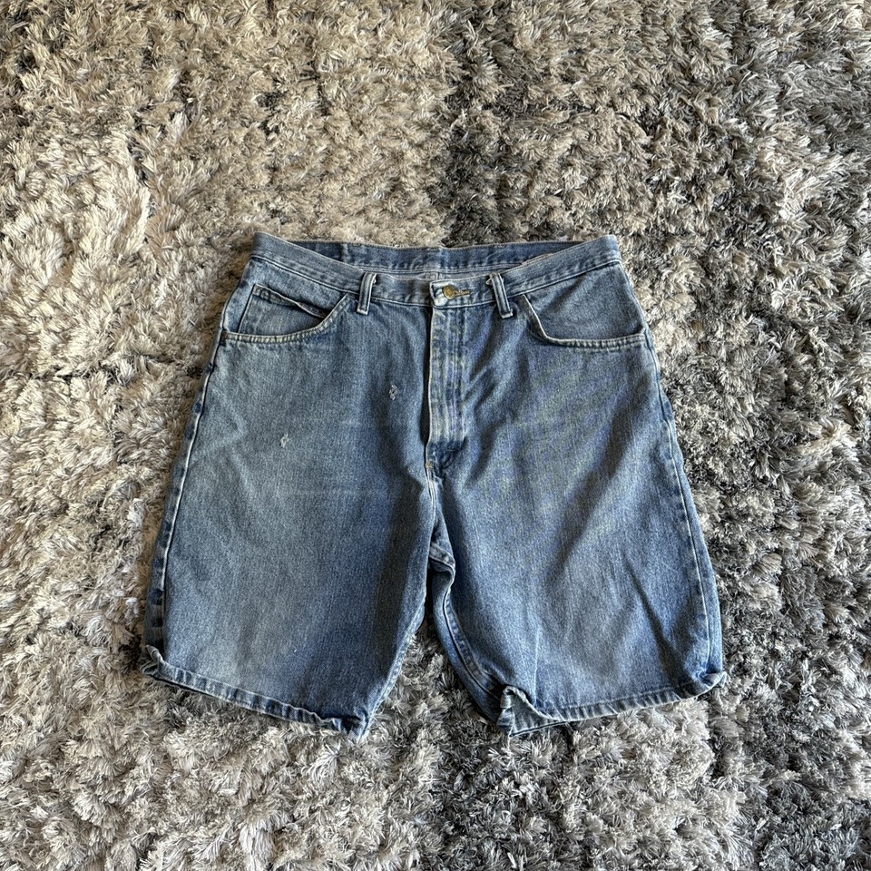 Vintage Wrangler Workwear Shorts Mens 36 Blue Denim Wide Loose Jorts