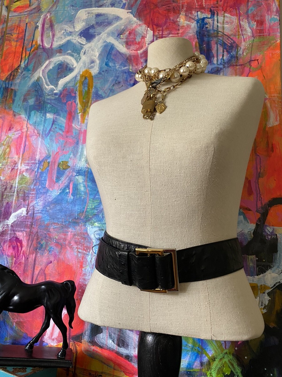 RARE Vintage Auth GUCCI Ostrich Exotic Skin BELT Couture Accessory Handsome GG RARE Vintage Auth GUCCI Ostrich Exotic Skin BELT Couture  main image 4