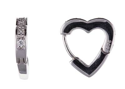 STERLINGSILBER CREOLEN ZIRKONIA CZ HUGGIE ETERNITY HERZFORM BOX