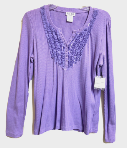 KATE HILL Purple Soft Thermal Weave Shirt Top Womens Size PETITES L PL - tag $48 - Picture 1 of 5