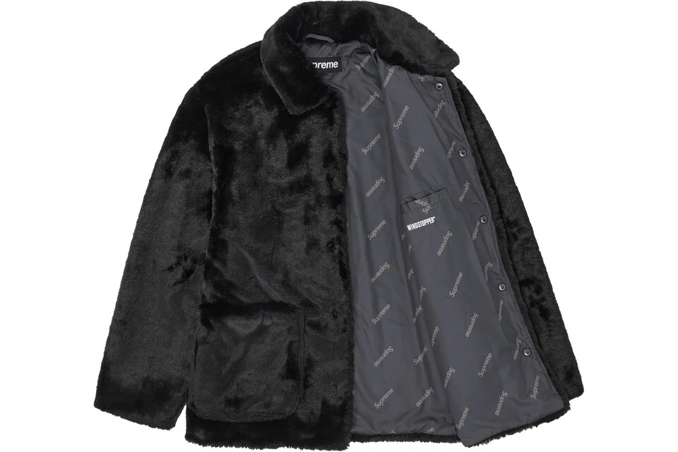 New Supreme 2 Tone Faux Fur Shop Coat Jacket Black Fall Winter 2021 FW21 Size L