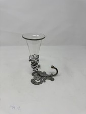 "Florero vintage de metal y vidrio ornamentado estilo victoriano forma de trompeta de 6,5"""