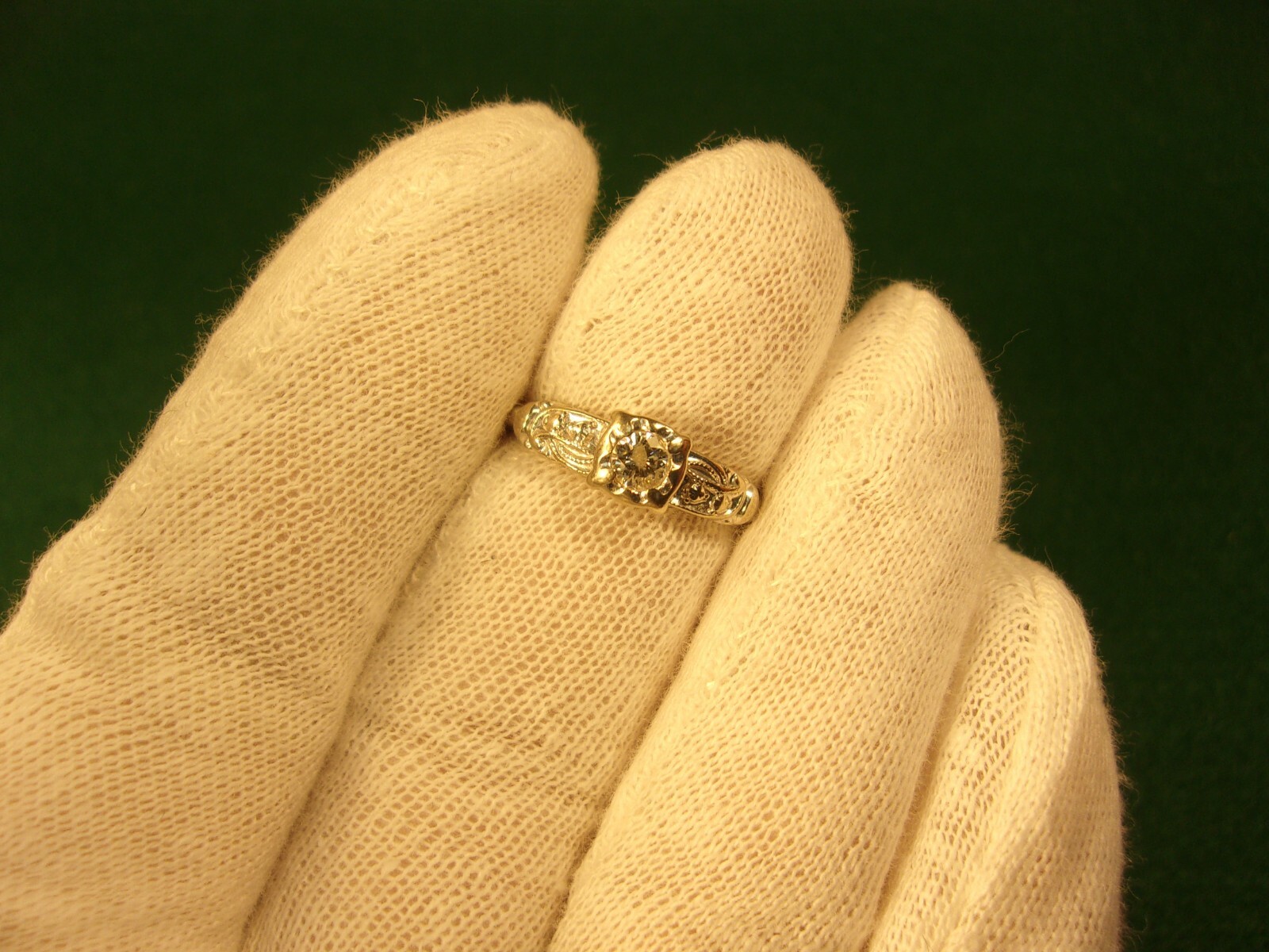 RARE VTG ANTIQUE 14K WHITE GOLD ART DECO 1/4 CARAT DIAMOND