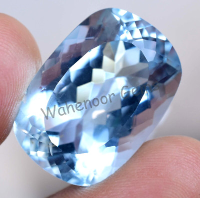29.65 Ct Natural Blue Aquamarine Cushion Certified Stunning Loose Gemstone