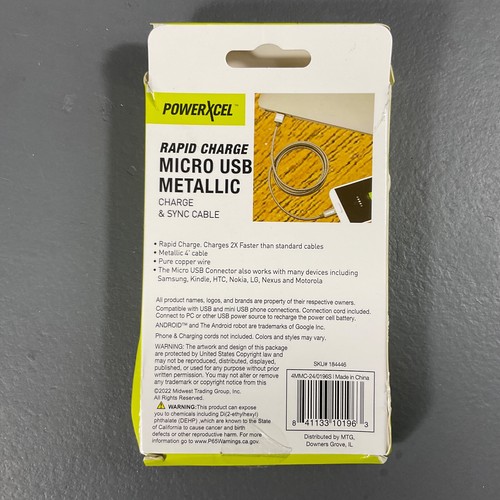 PowerXcel Durable 4 Ft. Rapid Charge Micro USB Metallic Charge & Sync Cable - Picture 18 of 24