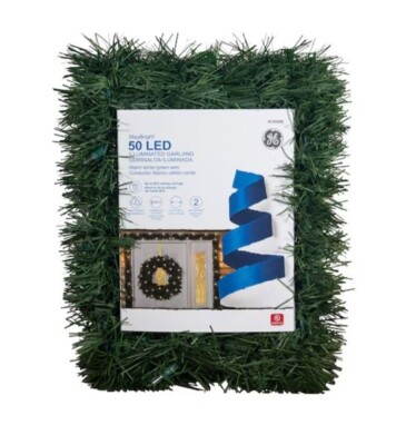 #ad GE 50 StayBright LED 18 ft Illuminated Garland Warm White Lights 1293695 $23.99