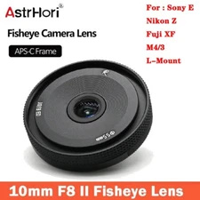 Astrhori 10mm F8 II Wide Angel Fisheye Lens For E/Z/X/M4/3/L Mount W/ UV Filter