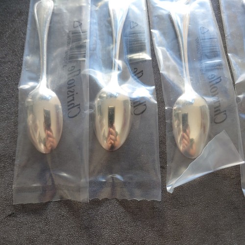Christofle Perles Demitasse Spoon Unopened 6pcs Silverplate Flatware Brand New - Picture 12 of 14