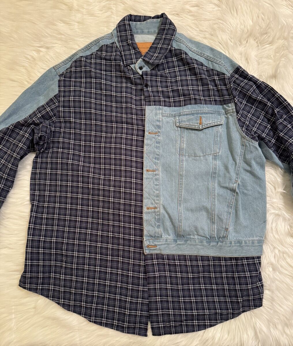 Martine Rose Hybrid Denim Check Shirt Jacket Large | eBay Martine Rose Hybrid Denim Check Shirt Jacket Large | eBay