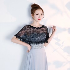 Bride Solid Lace Cape Shawl Sheer Floral Cloak Poncho Wedding Cocktail Fashion