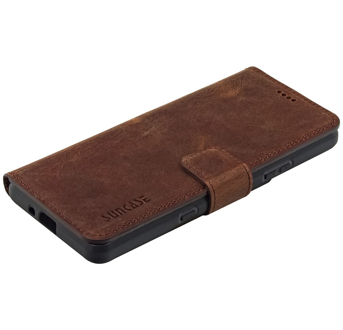 Suncase Book-Style Lederhülle Für Sony Xperia 10 VI (2024): Slim-Fit Mit 3 Kartenfächern, Standfunktion, Antik-braun