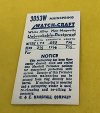 Watch-Craft Mainspring 35125A C&E Marshall CO. (3.5 X 12.5 X 7.5) New Old Stock
