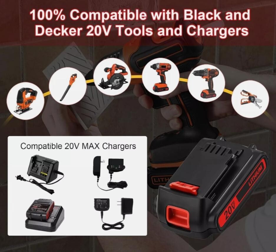 2Pack for Black and Decker 20V 3.6Ah Lithium Max Battery 20 Volt LBXR20 LBXR2020