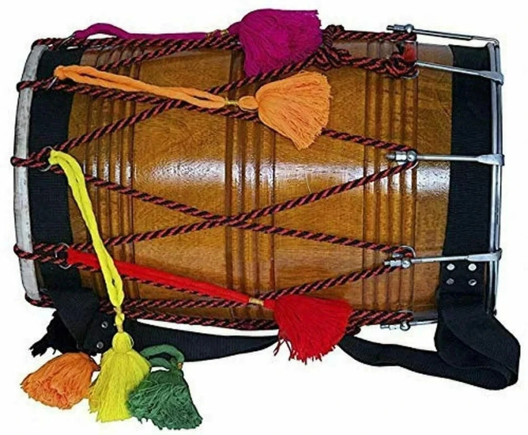 Musical Instrument Mango Wood Finished Punjabi Bhangra Dhol Drum