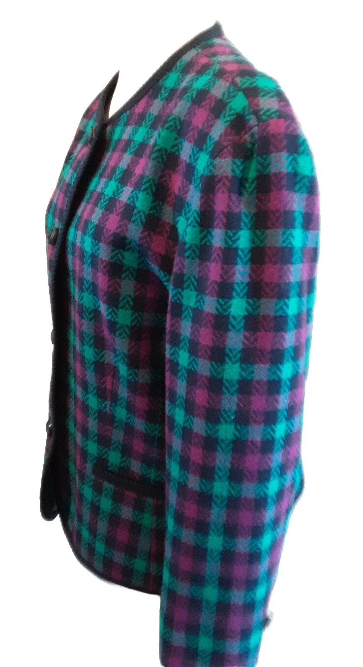 PENDLETON CLASSIC SHORT JACKET Large Check Fuschi… - image 5