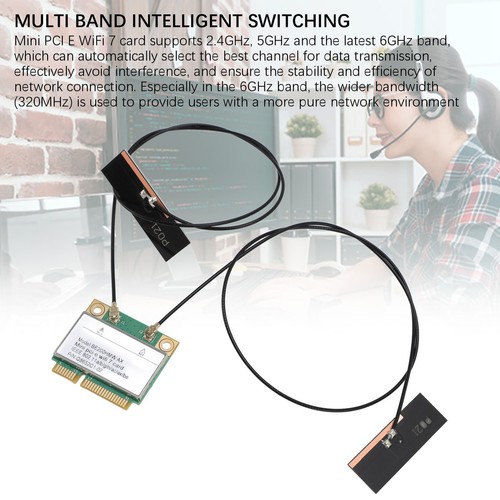 Mini PCI E WiFi 7 Card Plug And Play Interference Resistant 2 Band Higher - Picture 9 of 22