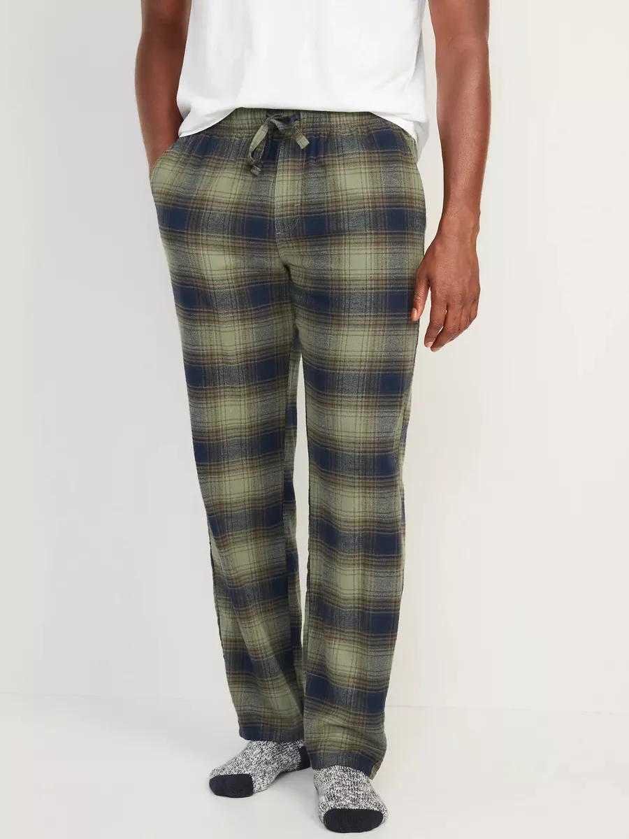 NWT Old Navy Navy Green Plaid Flannel Pajama Pants Sleep Lounge Men XS S