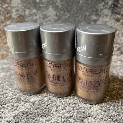 x3 L'Oreal On-the-Loose Luminous Powder for Face and Body ~AMBER GLOW ~ Sealed