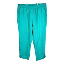 Woman Within Plus Size 24W Pants Green Elastic Waist Pockets 31 Inseam 1606