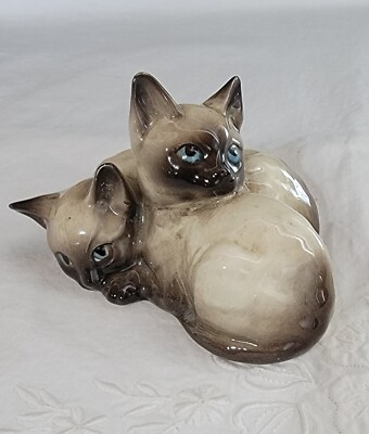 Vintage Beswick Double Siamese Cat / Kittens Figurine #1296~C
