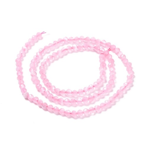Katzenauge Perlen, runde, facettiert, Rosa, 3 mm, Bohrung: 0.2 mm, Strang 118 St - Bild 3 von 3