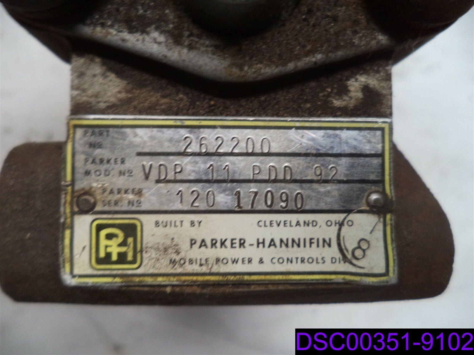 Parker Hannifin Control Valve P/N 262200, VDP 11 PDD 92 eBay