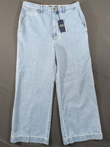 Baggy Polo Ralph Lauren Jeans Womens 10 Blue Wide Leg Mom Boho NEW W Tags