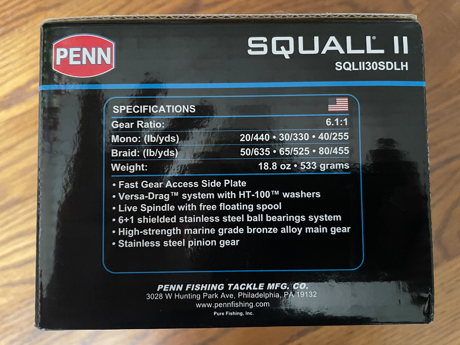 PENN Squall II Star Drag Fishing Reel Size 30 - SQLII30SDLH