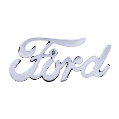 Universal Chrome Vintage Style 3M Stick-On Push On Ford Script Licensed ...