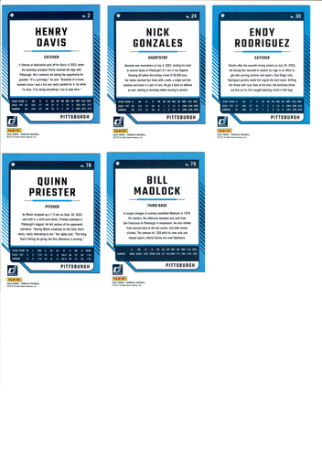 2024 Donruss Baseball Pittsburgh Pirates Team Set (8) Base Cards +WOW+ - Picture 3 of 4