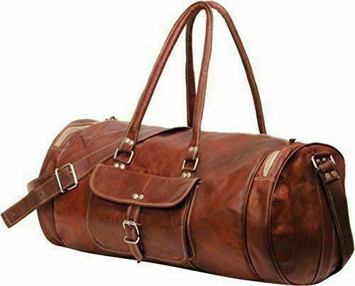 Sac De Voyage Vintage En Cuir Marron - Week-end Duffle Homme - Fabriqué En Inde